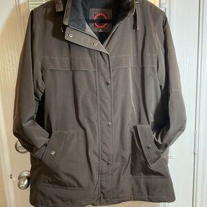 Giacca Womens Brown Long Sleeve Drawstring Hooded Full-Zip Coat XL